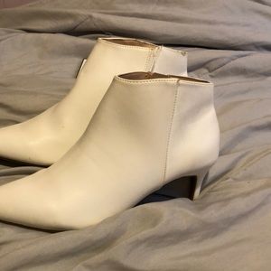 White leather booty high heels